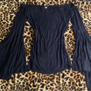 We The Free Black Off-the-Shoulder Bell Sleeve Tunic